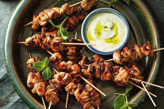 Chicken kebab in the oven in spicy molasses marinade