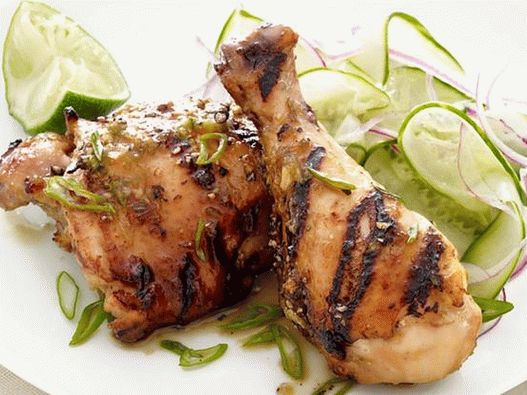 Chicken with barbecue sauce and Chinese cucumber salad