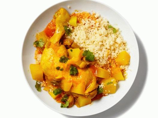 Photo Chicken in a slow cooker with Moroccan pumpkin