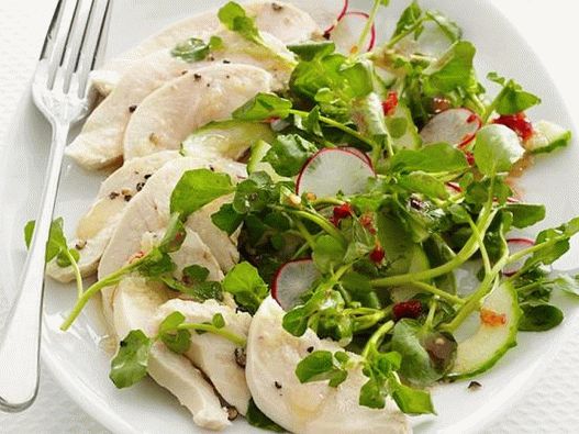 Photo Chicken Breast and Salad with Radish and Ginger