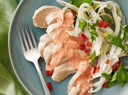 Photo of Chicken Breasts with Red Aioli Sauce and Fennel Salad