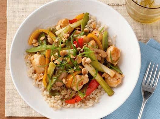 Photo of Chicken Breasts with Young Peas and Sweet and Sour Sauce