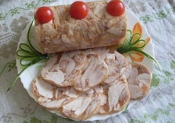 Chicken roll in a bottle