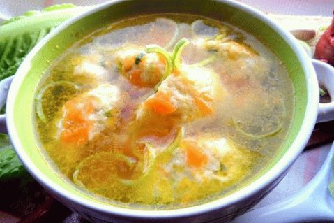 Chicken Soup with Rice and Cheese Dumplings