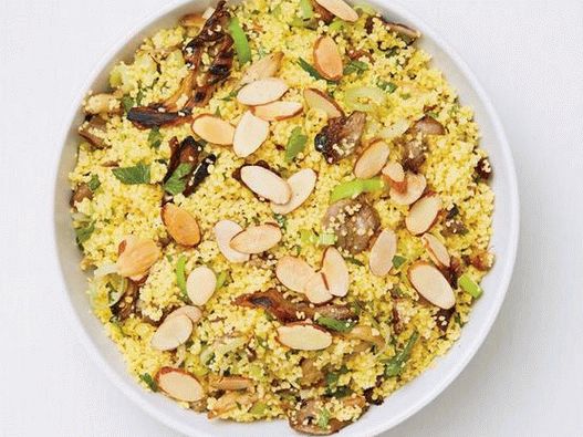 Photo of grilled couscous with mushrooms and leek