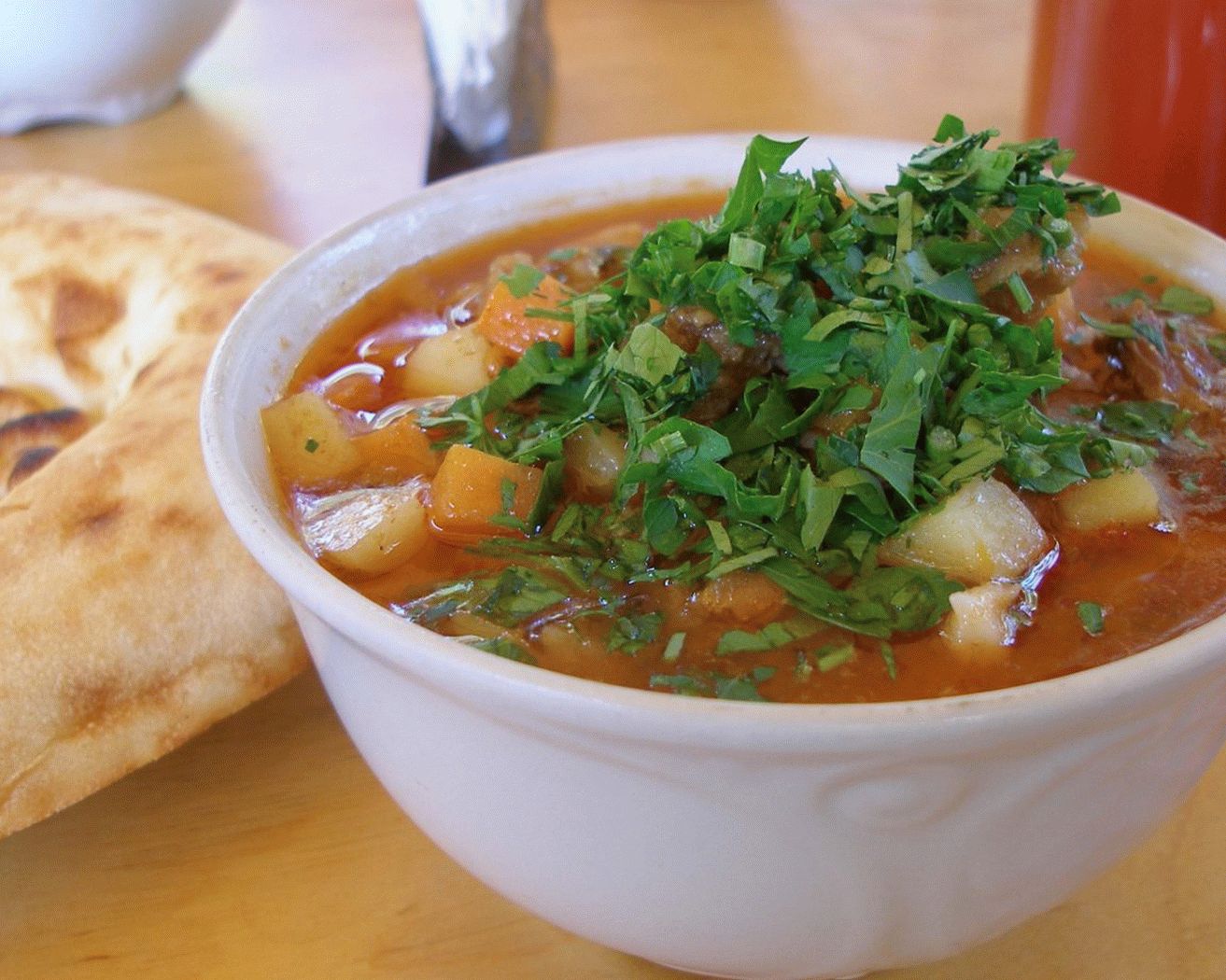 Lagman with rice noodles