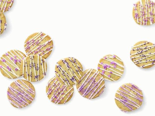 Photo of lavender cookies in white chocolate icing