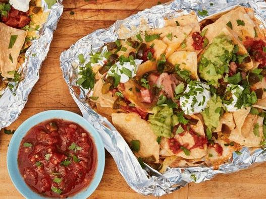Photo of the dish - Nachos with cheese, beans and grilled chorizo   sausage