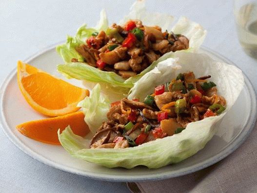 Dish Photography - Chinese Chicken Breasts on Salad Leaves