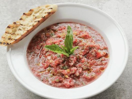 Photo of the dish - Cold gazpacho soup with strawberries