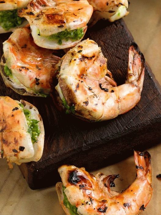 Dish Photography - Giant Shrimps Stuffed with Cilantro and Chili