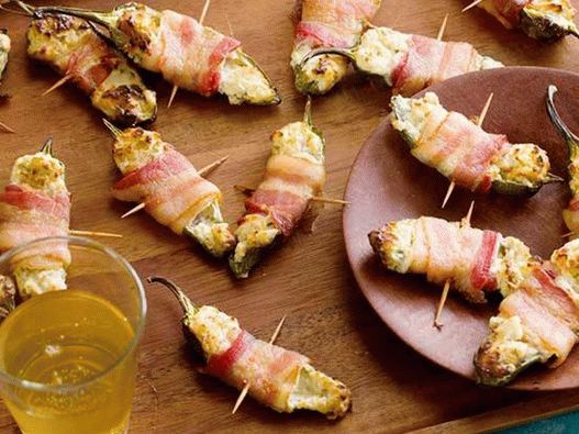Photo of the dish - Peppers in bacon with cheese filling