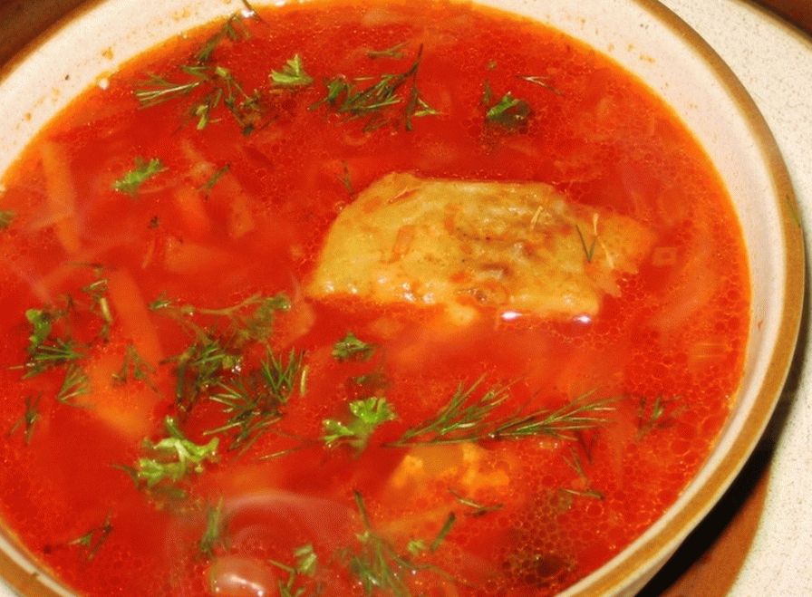 Summer soup with pollock