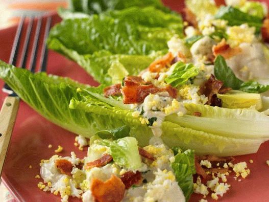 Photo of Boats with lettuce, egg and blue cheese