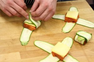 Grilled salmon with zucchini
