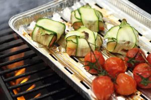 Grilled salmon with zucchini