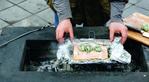 Grilled salmon in foil