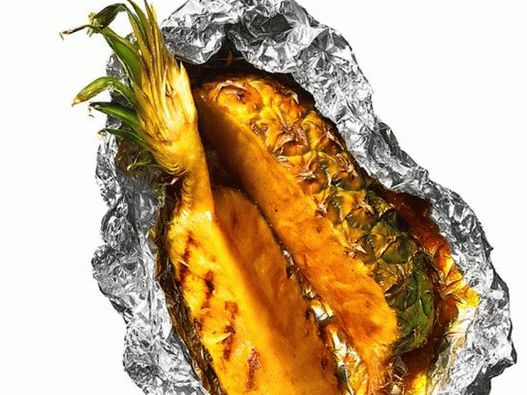 Photo of the dish - Glazed pineapple on the grill in foil
