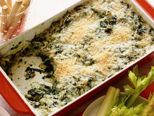 Photo of the dish - Dip sauce from artichokes, spinach and gorgonzola