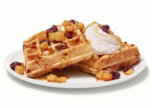 Photo of the dish - Curd waffles with cherry and pear compote