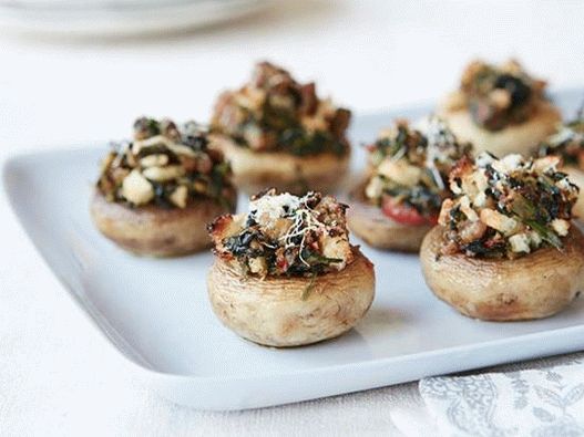 Photo of the dish - Mushrooms stuffed with minced pork and vegetables