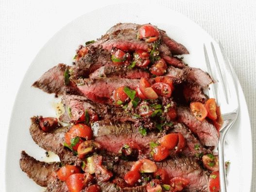 Fried steak with tapenade