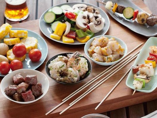 Shish kebab with grilled vegetables