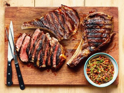 Ribeye steak with caponata
