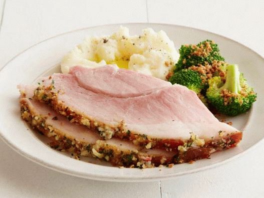 Ham, breaded double mustard and greens
