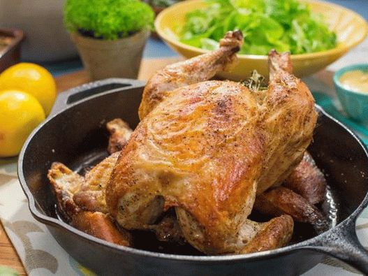 Chicken baked on bread