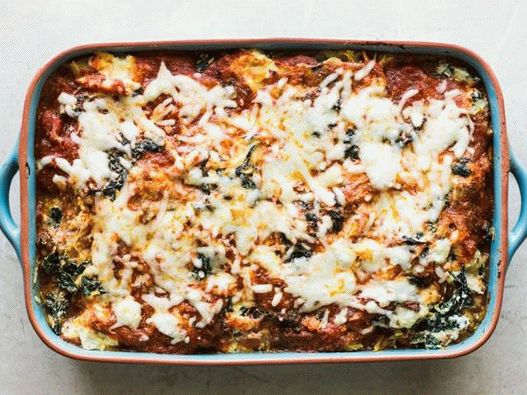 Photo of the dish - Lasagna with spaghetti pumpkin and chicken