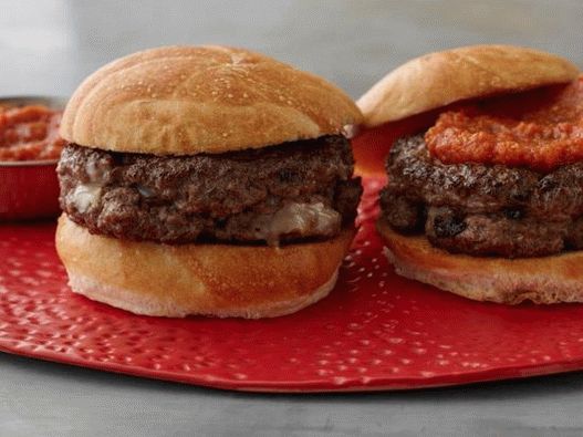 Burger inside out with tomato and Worcester ketchup