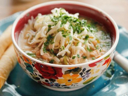 Photography dishes - White chili with chicken in a slow cooker