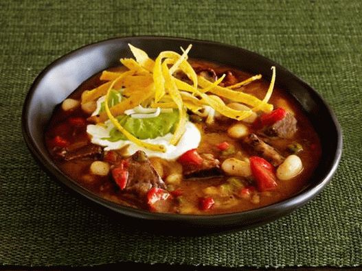Dish Photography - Chili Soup with Beef Fajitas