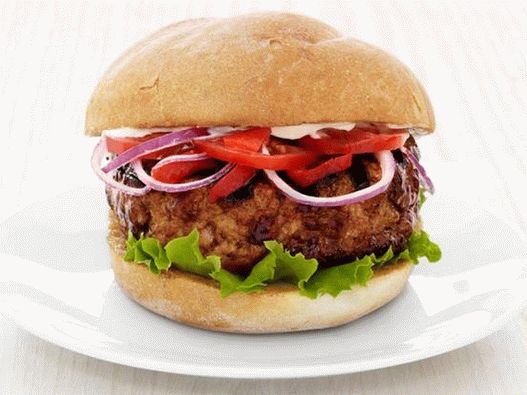 Burgers with a pork chop stuffed with cheese