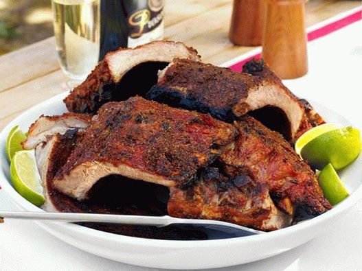 Smoked ribs in a dry marinade