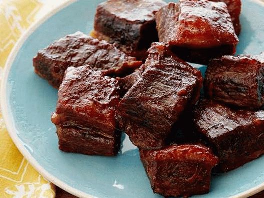 Beef ribs in the oven with barbecue sauce