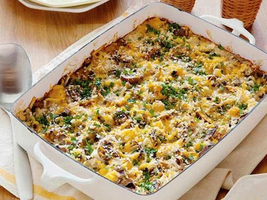 Potato casserole with mushrooms