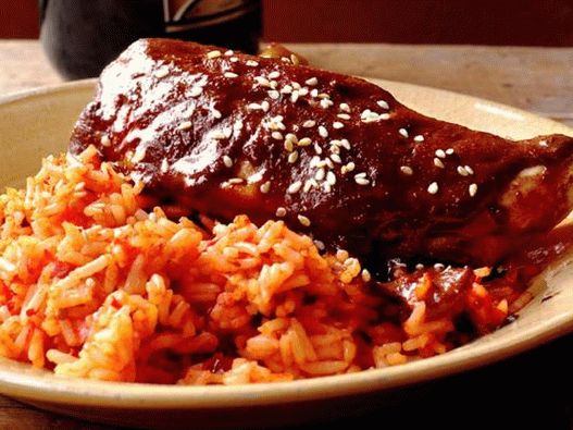 Chicken in mole sauce blanched