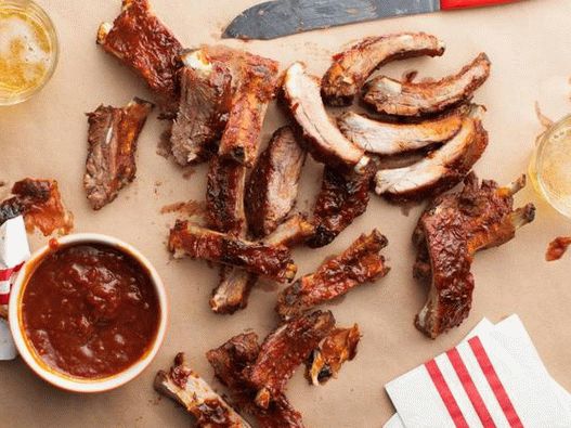 Pork ribs in a sweet cola sauce