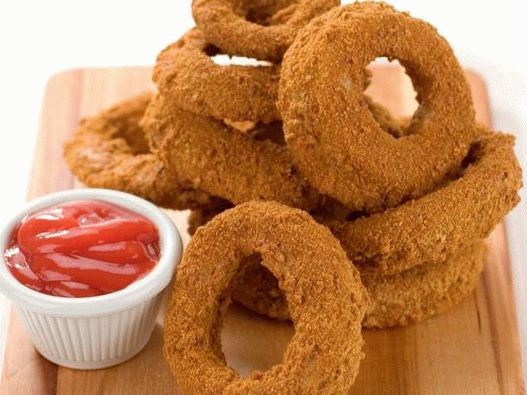Photo Onion rings in the oven breaded from bran