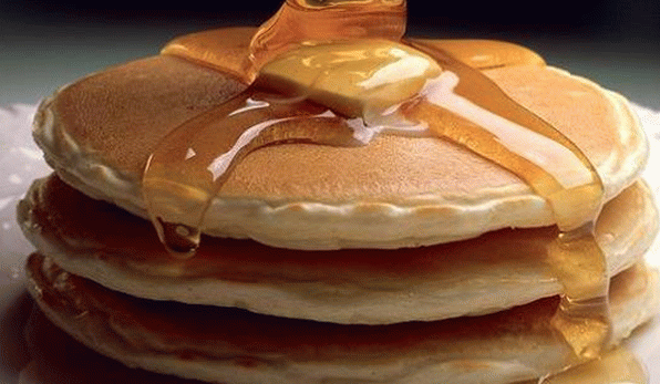 Honey pancakes on yogurt