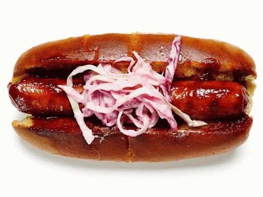 Hot dog with cabbage salad