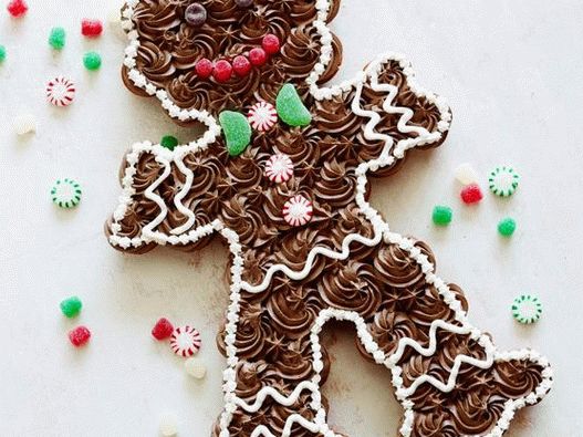 Gingerbread man made of cupcakes