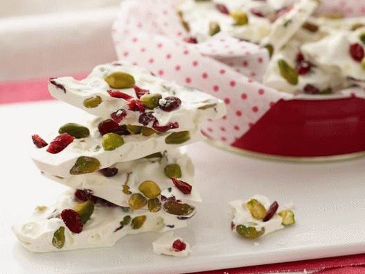 White Chocolate Candies with Cranberries and Pistachios