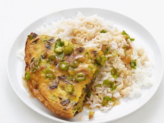 Photo omelet fu young with shrimp and mushrooms