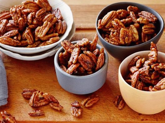 Photo of pecans in a sharp glaze