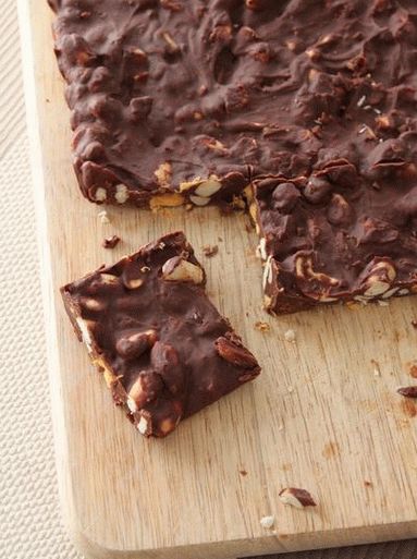 Photo Walnut bars with chocolate and porous caramel