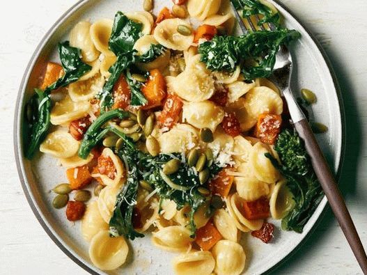Photo of the dish - Orecchiette pasta with pancetta, pumpkin and broccoli raab