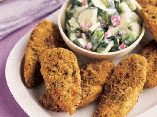 Photo of the dish - Crispy chicken fried with falafel and cucumber salad